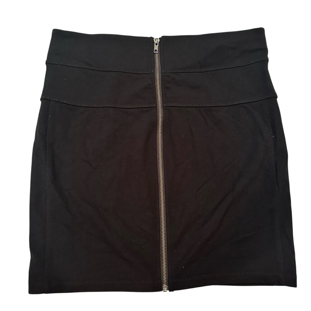 Democracy Ponte‎ Knit Mini Skirt Women's XL Black Exposed Zipper Y2K Goth Grunge